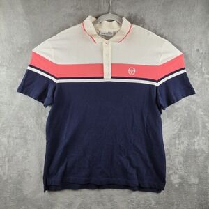 Sergio Tacchini Damarindo Polo Shirt Mens XL Multicolor Striped Tennis Cotton